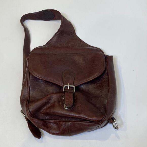 Handbags - Women’s Brown Unbranded One Strap Backpack Clasp Closure Silver-Tone Hardware